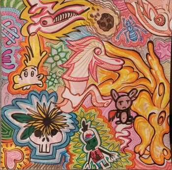 Œuvre contemporaine nommée « Titeuf crane et dragon », Réalisée par COPAINTER72