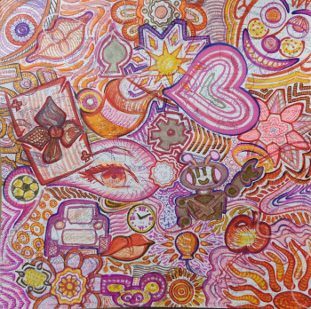 Œuvre contemporaine nommée « Composition couleurs chaudes », Réalisée par COPAINTER72