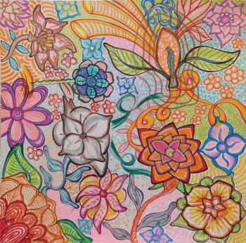 Œuvre contemporaine nommée « Composition florale multimains », Réalisée par COPAINTER72