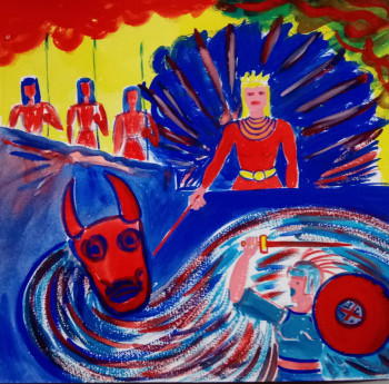 Œuvre contemporaine nommée « affrontement royal », Réalisée par LAMOUR