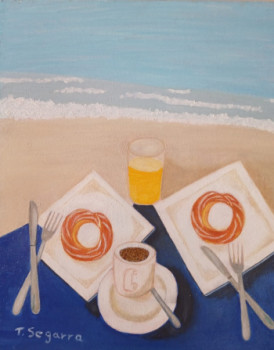 Œuvre contemporaine nommée « Desayuno en la playa », Réalisée par TERESA SEGARRA