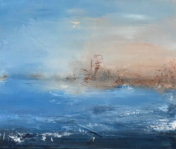 Œuvre contemporaine nommée « Brume bleue 2 », Réalisée par SANDRINE BELMONT