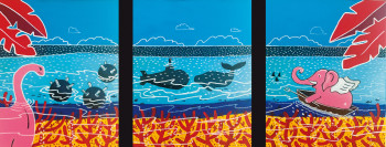 Œuvre contemporaine nommée « Dangereuse rencontre (Triptyque) », Réalisée par FRANCK THOMAS