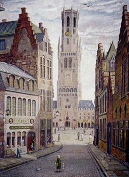 Œuvre contemporaine nommée « Bruges - le beffroi », Réalisée par MARCEL QUENCEZ