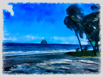 Œuvre contemporaine nommée « le rocher du diamant Martinique », Réalisée par DOMINIQUE DULOT DIGITAL