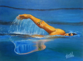 Œuvre contemporaine nommée « Paris 2024 : Épreuve natation », Réalisée par DANIEL HUARD