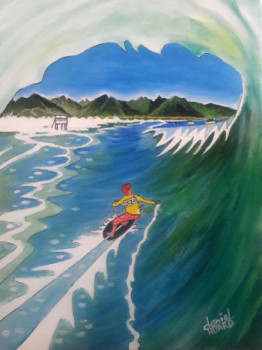 Œuvre contemporaine nommée « Teahupo'o 2024 - Épreuve olympique de surf », Réalisée par DANIEL HUARD