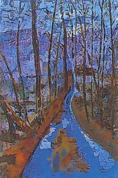 Œuvre contemporaine nommée « le chemin bleu », Réalisée par ANNE-MARIE REMY