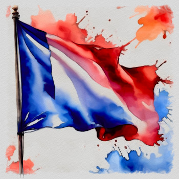 Œuvre contemporaine nommée « bleu blanc rouge », Réalisée par DOMINIQUE DULOT DIGITAL