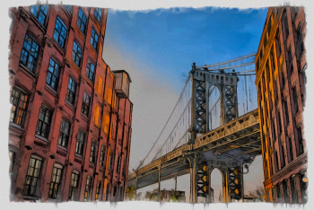 Œuvre contemporaine nommée « Brooklyn bridge New York », Réalisée par DOMINIQUE DULOT DIGITAL