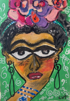 Œuvre contemporaine nommée « Frida Khalo », Réalisée par CARRIE JOSEPH VOUTEAU