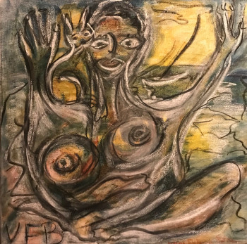 Œuvre contemporaine nommée « La chatte ou le chat jaune », Réalisée par VFB VALéRIE FONTANIER BELZA