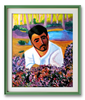 Œuvre contemporaine nommée « L'homme et les fleurs », Réalisée par CHELI GT