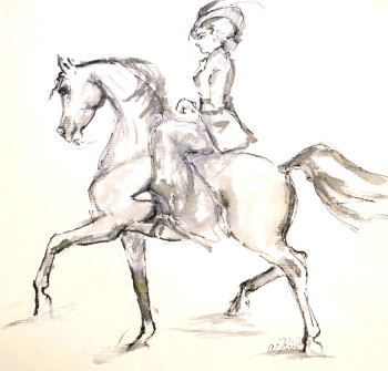 Œuvre contemporaine nommée « Eleganz in Bewegung - Die Dame im Damensattel », Réalisée par HORST LUDWIG "ALKUHL"