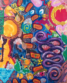 Œuvre contemporaine nommée « Je suis une feuille qui tremble, transcendance », Réalisée par CAMILLE GERALDES