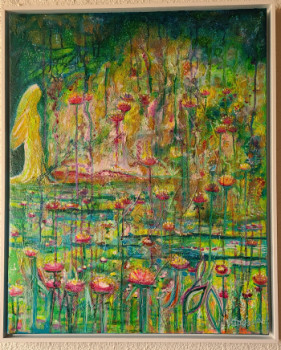 Œuvre contemporaine nommée « L'ange aux nymphéas », Réalisée par VITALIS