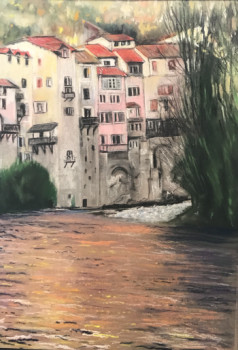 Œuvre contemporaine nommée « Coucher de soleil sur Pont-en-Royans », Réalisée par JEF