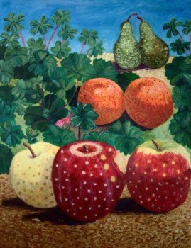 Œuvre contemporaine nommée « pommes, poires et oranges », Réalisée par PAULINE JAMET