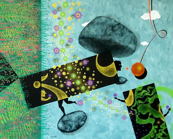 Œuvre contemporaine nommée « The Black bar 6 », Réalisée par ROLAND DE LATTRE