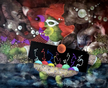 Œuvre contemporaine nommée « The Black bar 7 », Réalisée par ROLAND DE LATTRE