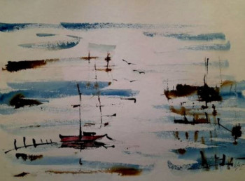 Œuvre contemporaine nommée « Le BATEAU ROUGE », Réalisée par LOUIS LERAY