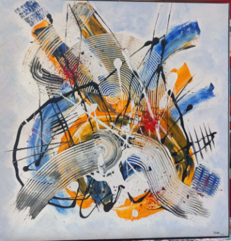 Œuvre contemporaine nommée « Orange et Bleu », Réalisée par GéDé