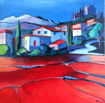 Œuvre contemporaine nommée « Paysage Rouge », Réalisée par GéDé
