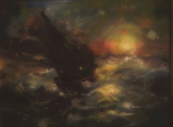 Œuvre contemporaine nommée « Inspiré de Ivan Aivazovski, Stormy Seas at Sunset », Réalisée par LA CIGOGNE