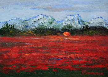 Œuvre contemporaine nommée « Coquelicots dans les Alpilles », Réalisée par JEAN-FRANçOIS CLEMENCEAU
