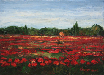Œuvre contemporaine nommée « Coquelicots dans l'ïle de Ré », Réalisée par JEAN-FRANçOIS CLEMENCEAU