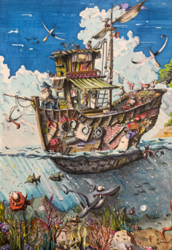 Œuvre contemporaine nommée « À l’assaut des flots », Réalisée par VINCENT GUERRE