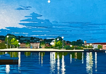 Œuvre contemporaine nommée « "Le fond du port à l'heure bleue" », Réalisée par LE.KERMOKO