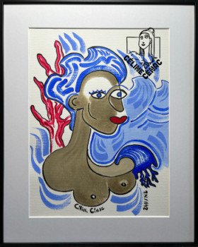 Œuvre contemporaine nommée « Dame emportée par la vague - VENDU », Réalisée par CéLINE CéNAC