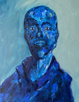 Œuvre contemporaine nommée « Blue man », Réalisée par MATH