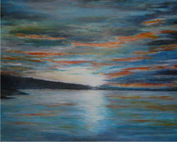Œuvre contemporaine nommée « Crépuscule sur le Lac Léman », Réalisée par MICHEL CROZE