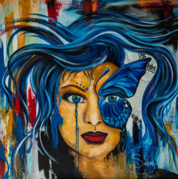 Œuvre contemporaine nommée « Le papillon défi Cyané », Réalisée par SABINE.V
