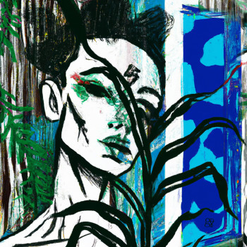 Œuvre contemporaine nommée « fem bleu », Réalisée par VéRO GOYO