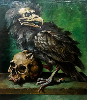 Œuvre contemporaine nommée « Vanité noir 1 », Réalisée par BASILE