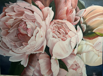 Œuvre contemporaine nommée « Aube de pivoines », Réalisée par TATIANA LASHCHENKOVA