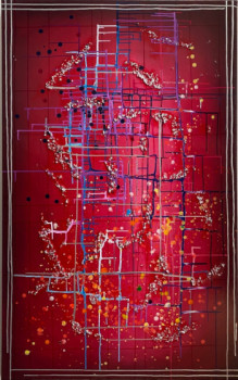 Œuvre contemporaine nommée « Kosmische Welt in Rot », Réalisée par NASIR