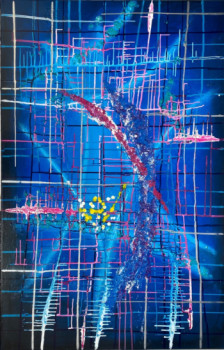 Œuvre contemporaine nommée « Kosmische Welt in Blau », Réalisée par NASIR