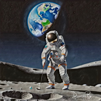 Œuvre contemporaine nommée « Golfing on the moon », Réalisée par DORON B