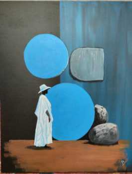 Œuvre contemporaine nommée « Mujer Nativa en paisaje irreal (Azul/Blanco s/n) », Réalisée par ANTONIO CERON