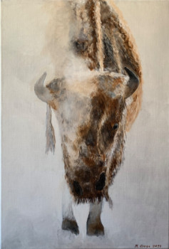 Œuvre contemporaine nommée « Bison dans la tempête », Réalisée par MICHEL CROZE