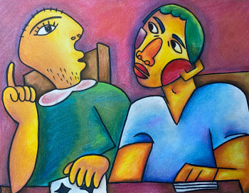 Œuvre contemporaine nommée « Jeu de carte avec le maître », Réalisée par ALEXANDRE ROCHEZ