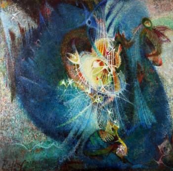 Œuvre contemporaine nommée « Saint Antoine de Padoue prêchant aux poissons V », Réalisée par RAPHY