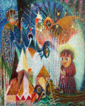 Œuvre contemporaine nommée « Saint Antoine de Padoue préchant aux poissons VIII », Réalisée par RAPHY