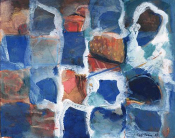 Œuvre contemporaine nommée « Rythmes bleus », Réalisée par ALI ELHADJ TAHAR