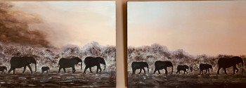 Œuvre contemporaine nommée « Le Troupeau d'Eléphants », Réalisée par MICHEL CROZE