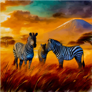 Œuvre contemporaine nommée « Harmonie savane », Réalisée par DOMINIQUE DULOT DIGITAL